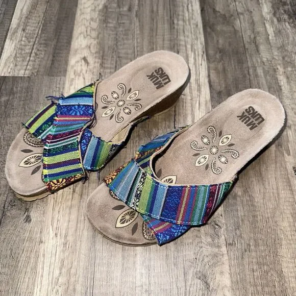 Muk Luk Women’s Slip On Multicolor Cork Sandals No Size - Picture 3 of 4